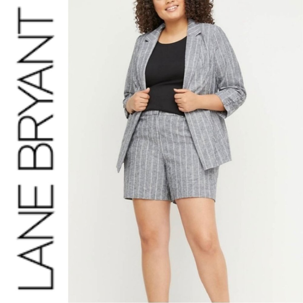 Lane Bryant Linen Pinstripe Short